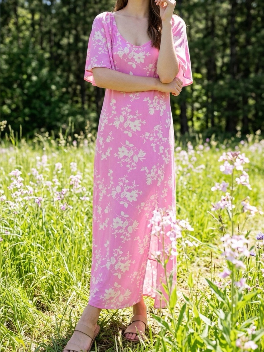 NWT Pink Floral Maxi Dress